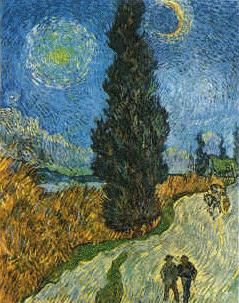 Vincent Van Gogh Road with Cypress and Star Sweden oil painting art